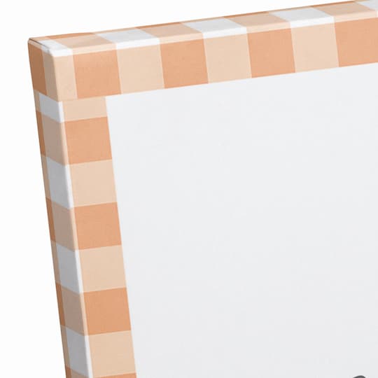 Orange Plaid Welcome Home Canvas Wall Art